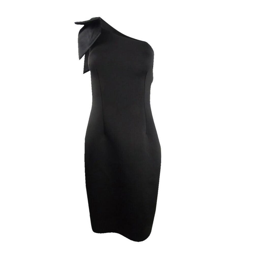 Betsy & Adam Elegant Black One-Shoulder Dress